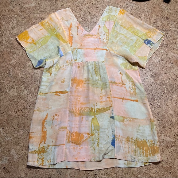 Maeve Anthropologie Ume Silk Watercolor Print Tunic Dress Sz 4 - Picture 8 of 10